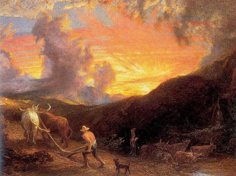 Palmer, Samuel Ploughing at Sunset